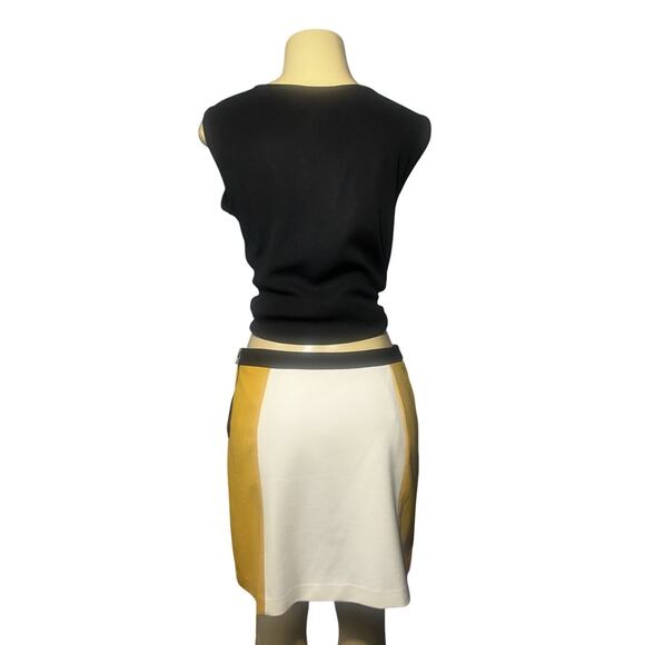 Vivienne Tam Women Mini Skirt Short Skirt 8 Yellow, Cream, Black Color Block - Picture 2 of 11
